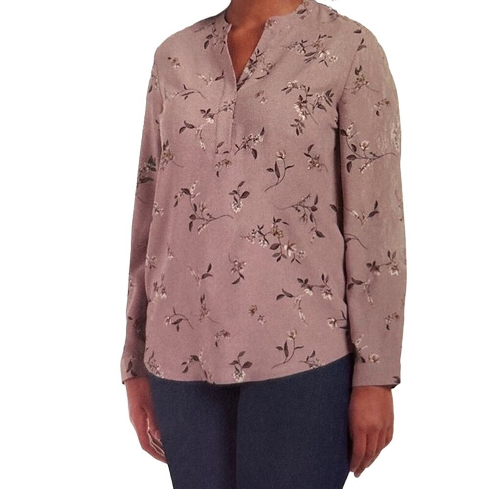 Hilary Radley Women’s Pink Violet Floral blouse shirt  Small